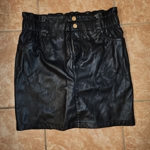 Large faux leather mini skirt